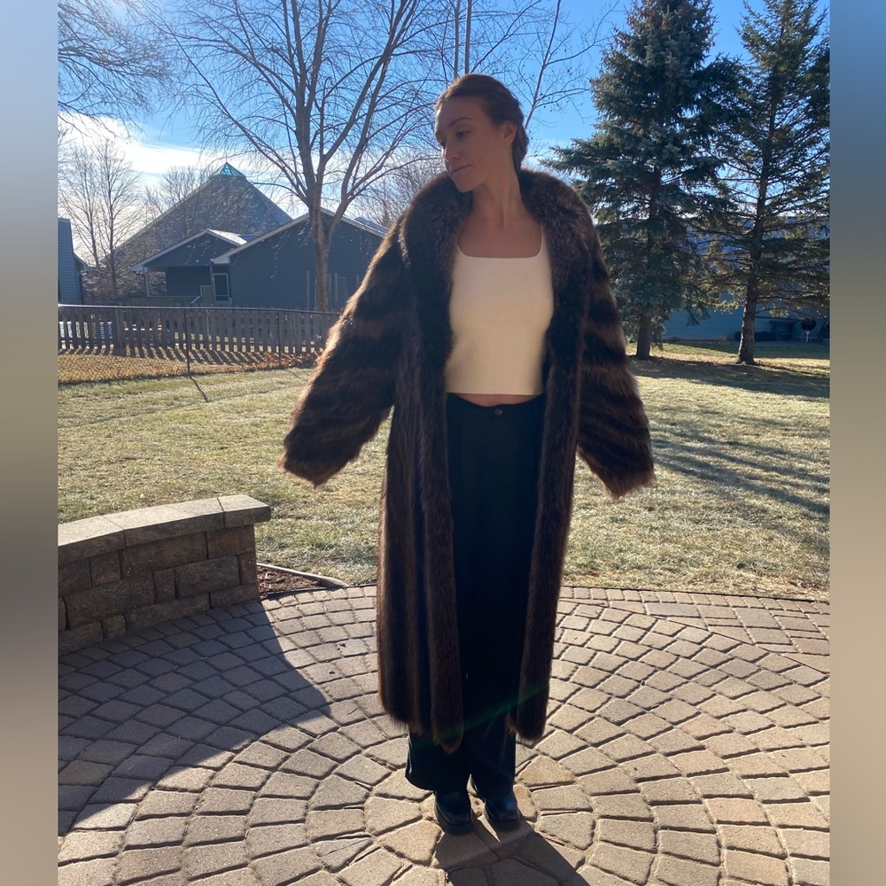 Vintage raccoon fur oversized coat